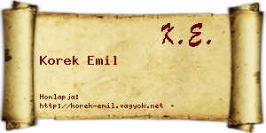 Korek Emil névjegykártya